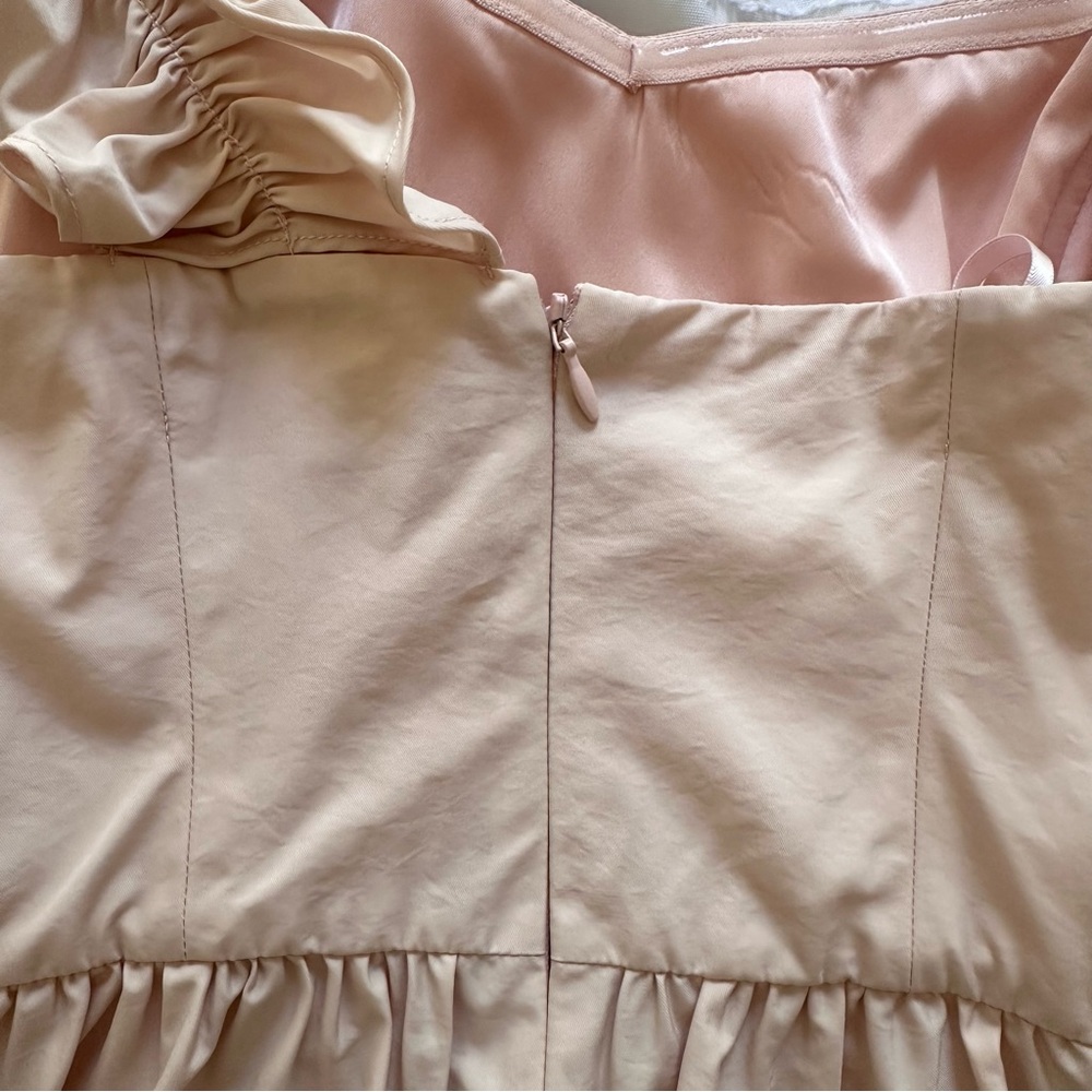 Marchesa One-Shoulder Rosette Cocktail Dress in Light Pink - Picture 6 of 6